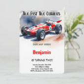 Bewerkbare raceauto, twee snelle verjaardag kaart (Staand voorkant)