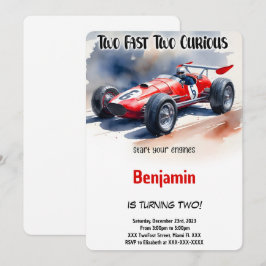 Bewerkbare raceauto, twee snelle verjaardag kaart