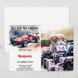 Bewerkbare raceauto, twee snelle verjaardagsfoto kaart