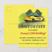 Bewerkbare Racing Car verjaardagsfeestje Uitnodiging Briefkaart (Voorkant / Achterkant)