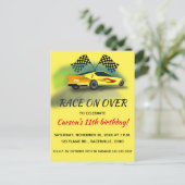 Bewerkbare Racing Car verjaardagsfeestje Uitnodiging Briefkaart (Staand voorkant)