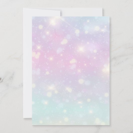 Bewerkbare Rainbow Unicorn verjaardagsuitnodiging Kaart (Achterkant)