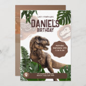 Bewerkbare Realistische Dinosaurus Verjaardag Uitn (Voorkant / Achterkant)