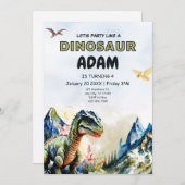 Bewerkbare Realistische Dinosaurus Verjaardag Uitn Kaart (Voorkant / Achterkant)