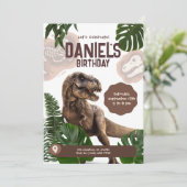 Bewerkbare Realistische Dinosaurus Verjaardag Uitn Kaart (Staand voorkant)