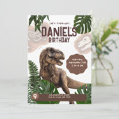 Bewerkbare Realistische Dinosaurus Verjaardag Uitn Save The Date (Staand voorkant)