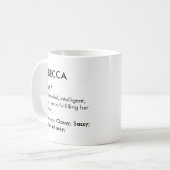 Bewerkbare Rebecca naam definitie, aangepaste naam Koffiemok (Voorkant links)