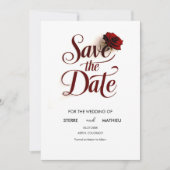 Bewerkbare Red Rose bruiloft Save The Date (Voorkant)