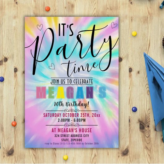 bewerkbare regenboog stropdas verf verjaardagsfees kaart