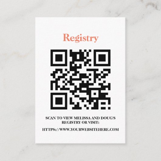Bewerkbare Registry Kaart met QR Code, Uitnodiging (Voorkant)