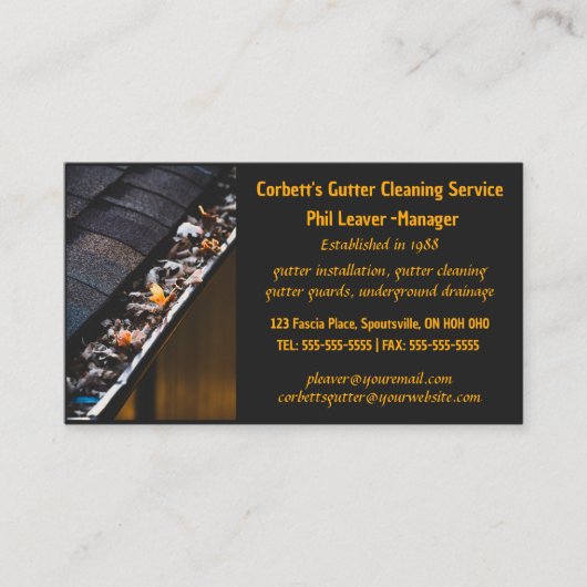 Bewerkbare reiniging van Gutter Visitekaartje (Voorkant)
