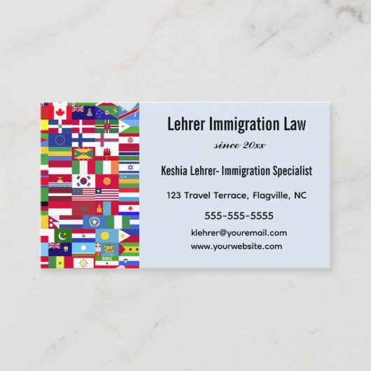 Bewerkbare reizen immigratiespecialist visitekaartje (Voorkant)
