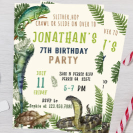 Bewerkbare Reptile Birthday Invitation Sjabloon Kaart