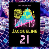 Bewerkbare Retro 80s Party Neon Roze 21ste Verjaar Kaart