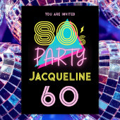 Bewerkbare Retro 80s Party Neon Roze 60e verjaarda Kaart