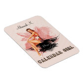 Bewerkbare Retro Kalender Meisje Magneet (Rechterzijde)