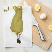 Bewerkbare Retro Lady Self Clean House Aanvraag Theedoek (Quarter Fold)