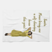 Bewerkbare Retro Lady Self Clean House Aanvraag Theedoek (Horizontaal)