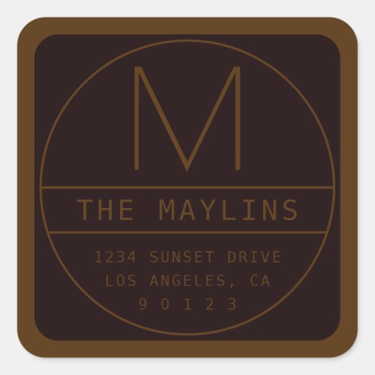 Bewerkbare Retro-modern ontwerp sjabloon | Donkerb Vierkante Sticker (Voorkant)