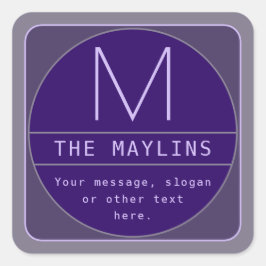 Bewerkbare Retro-modern ontwerp sjabloon | Paars Vierkante Sticker