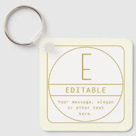 Bewerkbare Retro-moderne ontwerp sjabloon Goud & W Sleutelhanger