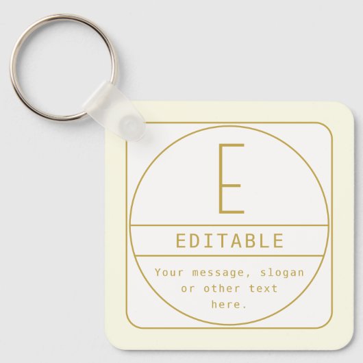 Bewerkbare Retro-moderne ontwerp sjabloon Goud & W Sleutelhanger (Voorkant)