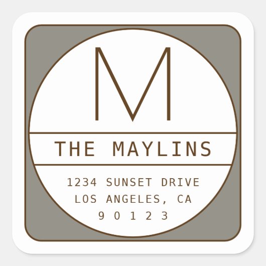 Bewerkbare Retro-moderne ontwerp sjabloon | Grijs  Vierkante Sticker (Voorkant)