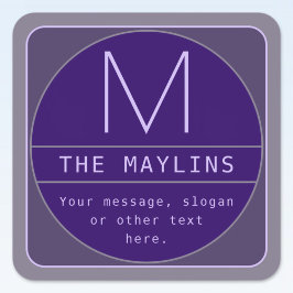 Bewerkbare Retro-moderne ontwerp sjabloon | Paars Vierkante Sticker