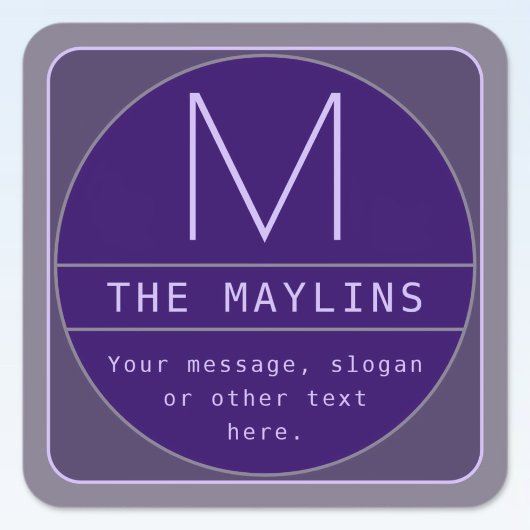 Bewerkbare Retro-moderne ontwerp sjabloon | Paars Vierkante Sticker