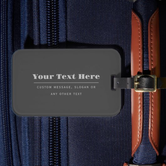 Bewerkbare retro-moderne tekst Sjabloon | Donker g Bagagelabel (Voorkant Insitu 4)