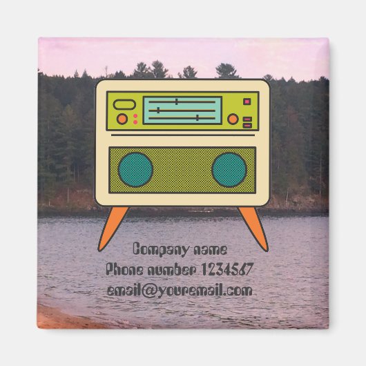 Bewerkbare Retro Radio Magnet voor Branding (Voorkant)