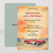 Bewerkbare retro rode auto kaart (Voorkant / Achterkant)