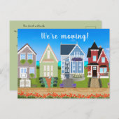 Bewerkbare rij huizen die we verplaatsen Aankondig Briefkaart (Voorkant / Achterkant)