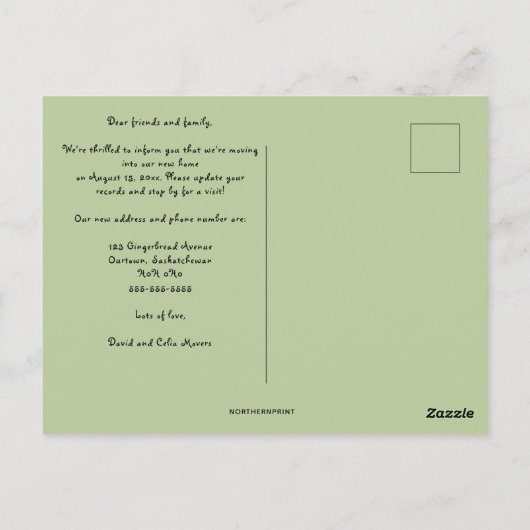 Bewerkbare rij huizen die we verplaatsen Aankondig Briefkaart (Achterkant)