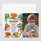 Bewerkbare Robot Verjaardag Uitnodigen met foto Kaart (Voorkant / Achterkant)