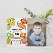 Bewerkbare Robot Verjaardag Uitnodiging (Staand voorkant)