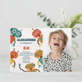 Bewerkbare Robot Verjaardag Uitnodiging voor Kinde (Staand voorkant)