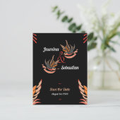 Bewerkbare Rockabilly Swallows Wedding Bewaar de d Briefkaart (Staand voorkant)
