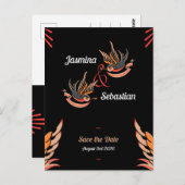 Bewerkbare Rockabilly Swallows Wedding Bewaar de d Briefkaart (Voorkant / Achterkant)