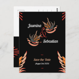 Bewerkbare Rockabilly Swallows Wedding Bewaar de d Briefkaart