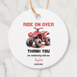 Bewerkbare rode ATV wieler fiets verjaardag Bedankjes Labels