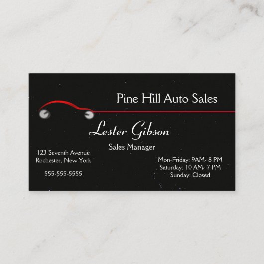 Bewerkbare rode auto tegen een Sterrennacht achter Visitekaartje (Voorkant)