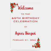 Bewerkbare Rode Bloemen Viering Acryl Teken Acryl Bord (Voorkant)