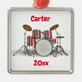 Bewerkbare rode drumset metalen ornament