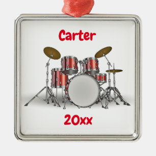 Bewerkbare rode drumset metalen ornament