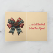 Bewerkbare Rode Gift en Boog Kerstmis Kaart (Binnen)