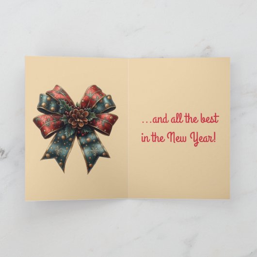 Bewerkbare Rode Gift en Boog Kerstmis Kaart (Binnen)