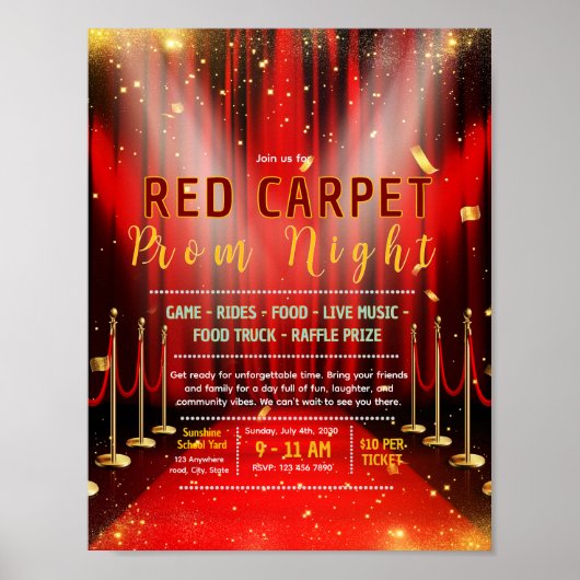 Bewerkbare rode loper eindexamenactie flyer poster (Voorkant)