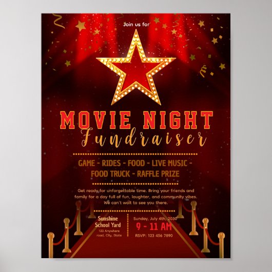 Bewerkbare rode loper fondsenwervingsflyer poster (Voorkant)