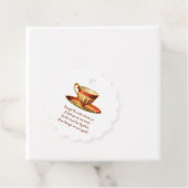 Bewerkbare rode thee cup over mijlen theezakje bedankjes labels (In situ)